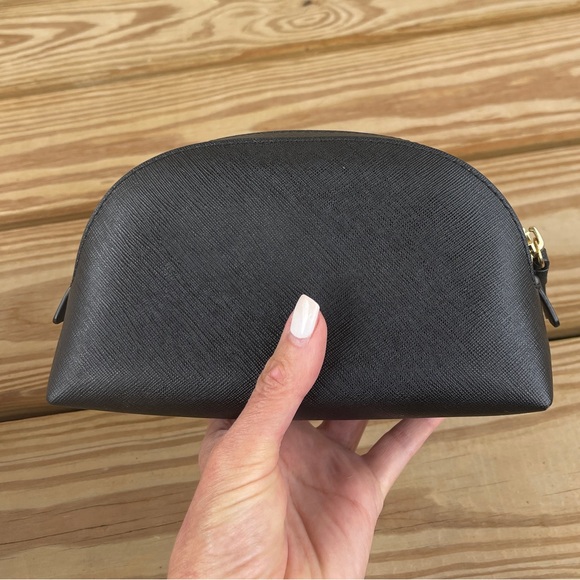 Tory Burch Leather Makeup Bag with Black with Gold Logo - Picture 3 of 8